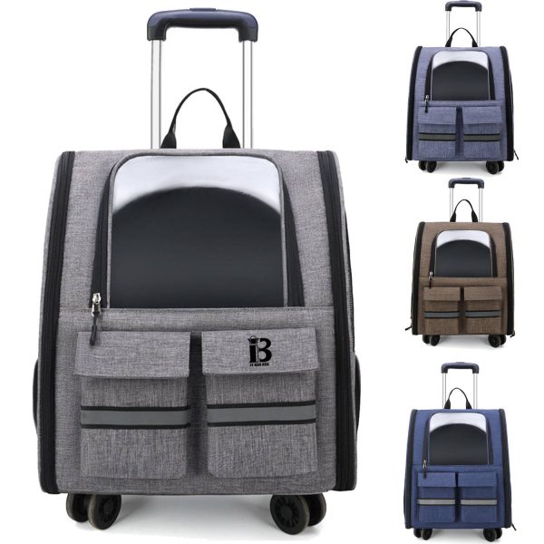 Oxford Pet Backpack Carrying Cart with Casters