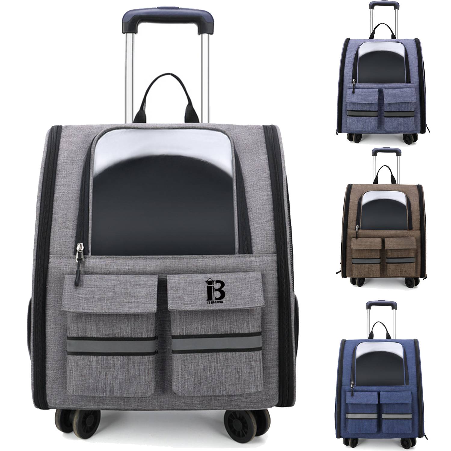 Oxford Pet Backpack Carrying Cart with Casters