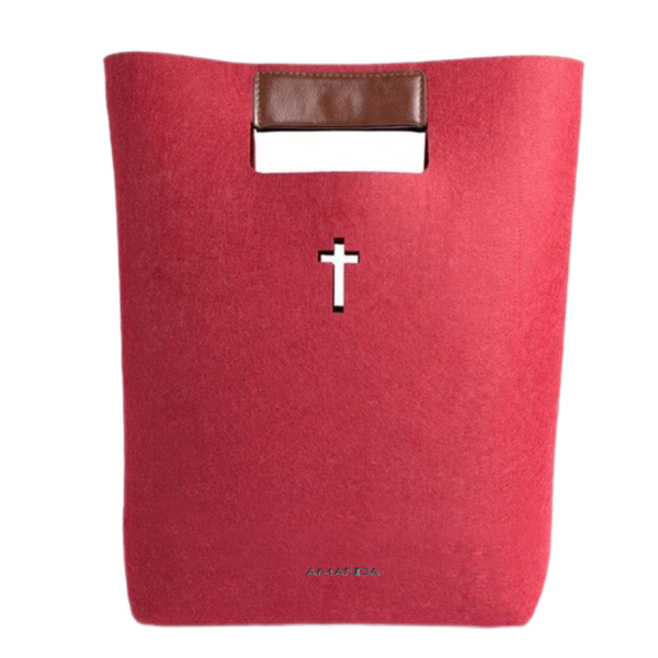 Carved Cross Felt Bible Church Outdoor User Thick Tote Bag