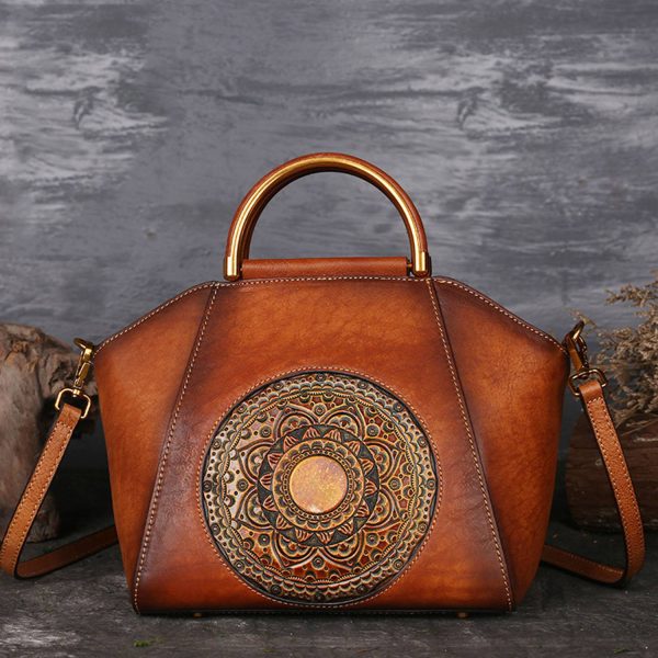 Genuine Leather retro style for girl tote bag