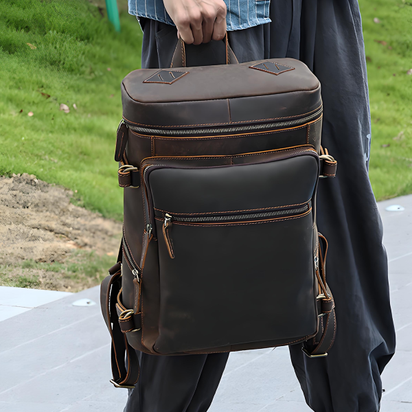 Genuine Leather Vintage Laptop Backpack for Travel