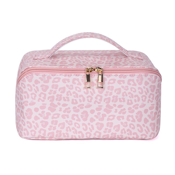 Pu Leather Retro Portable Leopard Storage Cosmetic Bag