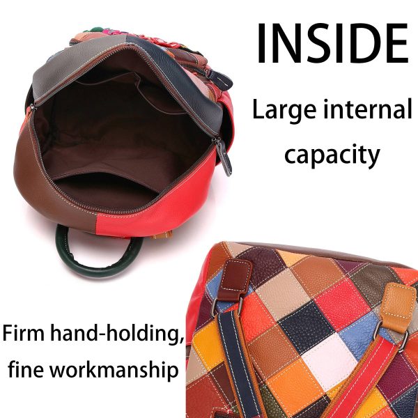 Genuine Leather colorful handmade contrast backpack