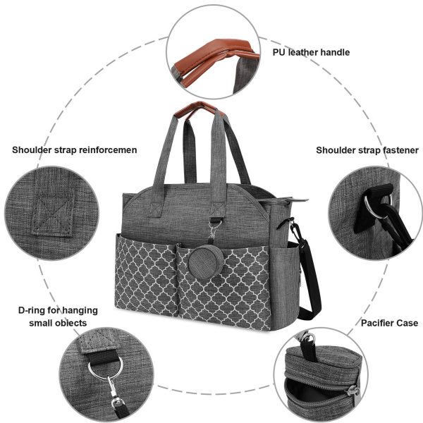 Polyester Large Capacity Diaper Tote Mommy Cross-body Bag
