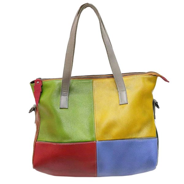 Genuine Leather Vintage contrasting tote cross-body bag