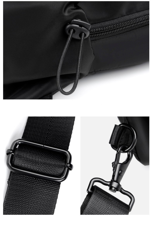 Nylon Small Black Sling Crossbody Bag With USB Charging Port