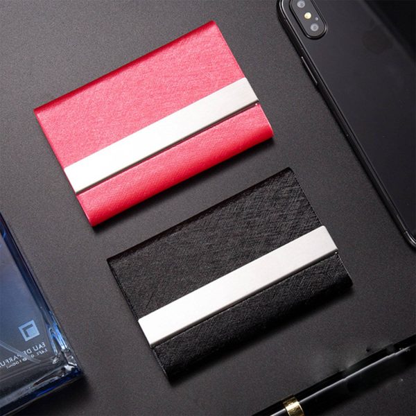 Stainless steel PU business card holder
