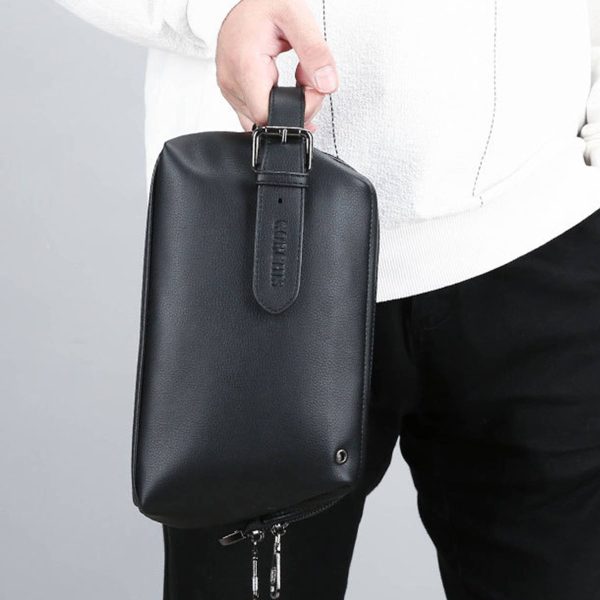 PU Men's large capacity soft leather handbag wallet