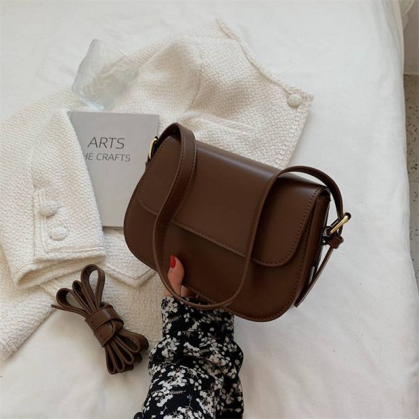 Women's PU Leather Minimalist Saddle Tote Bag