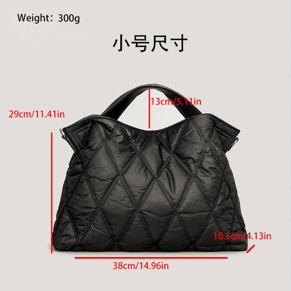 Simple Solid Color Down-Filled Tote Cotton Handbag