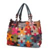 Genuine Leather Colourful square-paneled tote bag