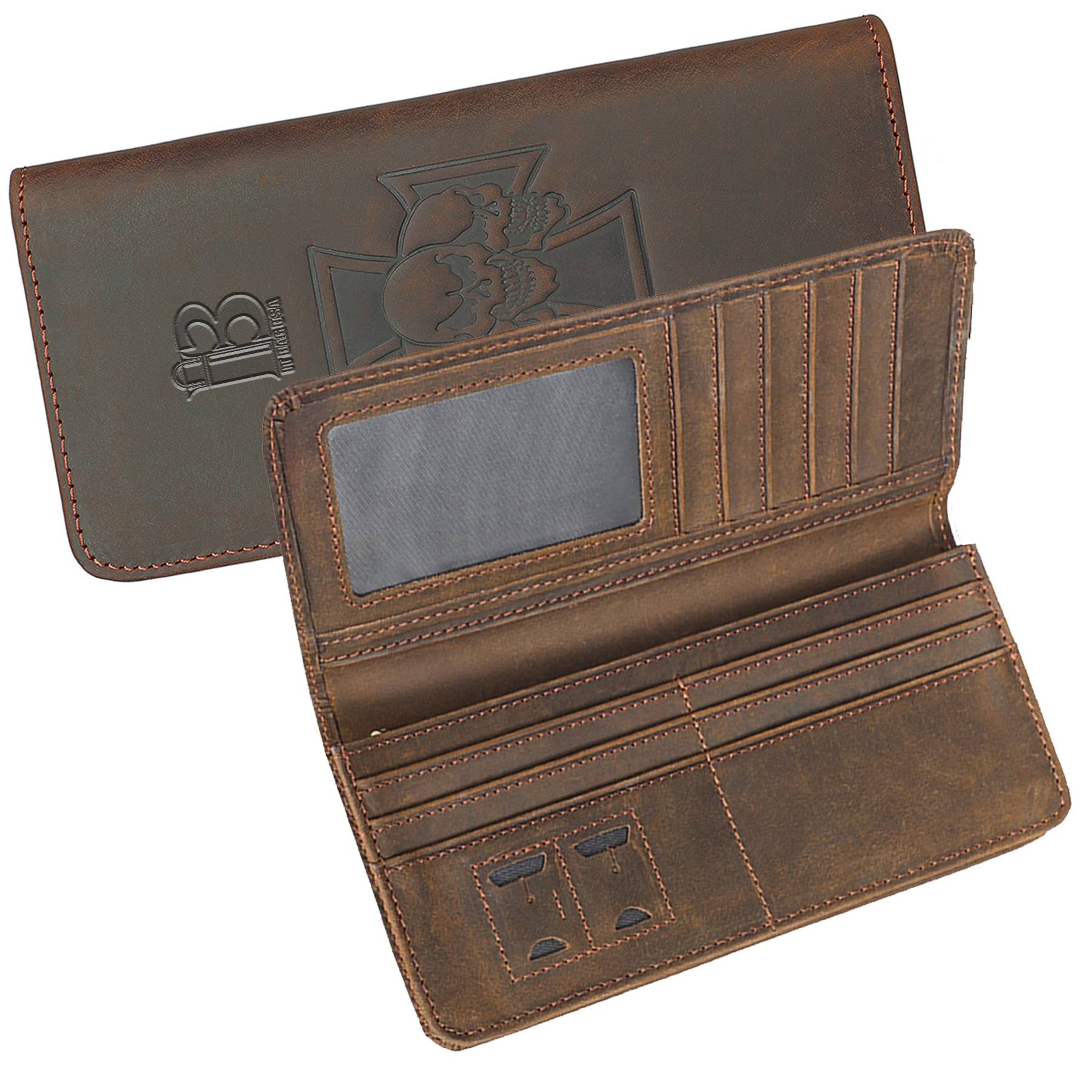 Leather Long Wallet for Checkbook Credit Cards