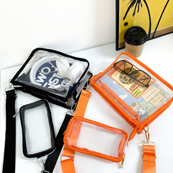 Clear PVC Shoulder Bag Purse Crossbody w/ Phone Case