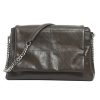 Genuine Leather Shoulder Tote bag with Hardware Chain