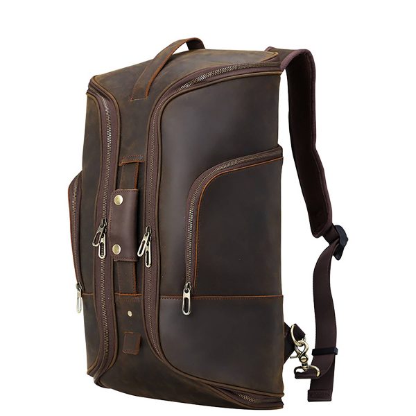Full Grain Leather Mans Retro Backpack Convertible