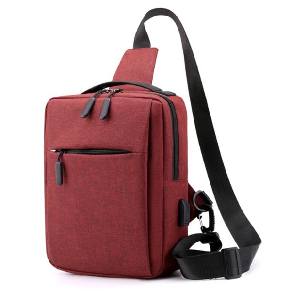 Oxford Waterproof Crossbody Bag With USB Charging Port