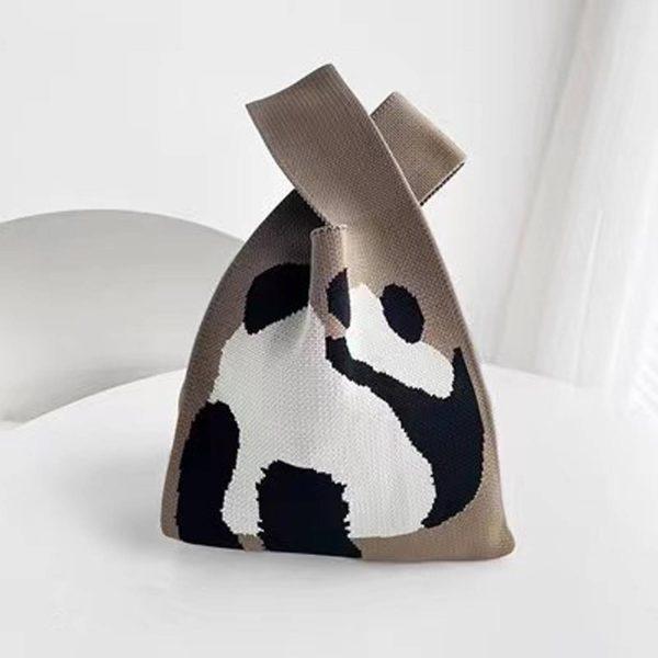 Polyester woven panda shopping bag handbag