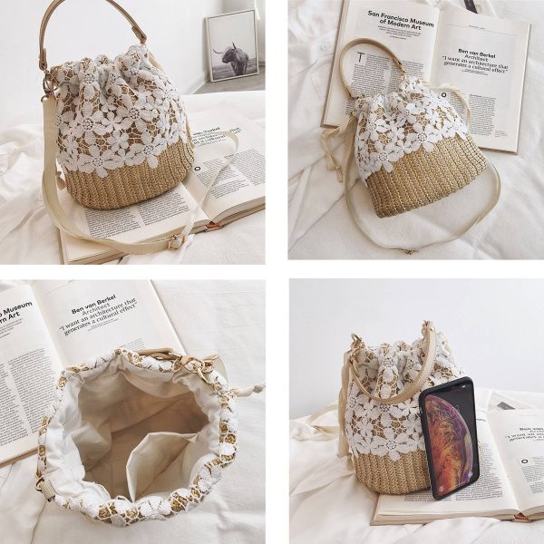 Jute Big Capacity Travel Tote Purse Woven Straw Hobo Bag