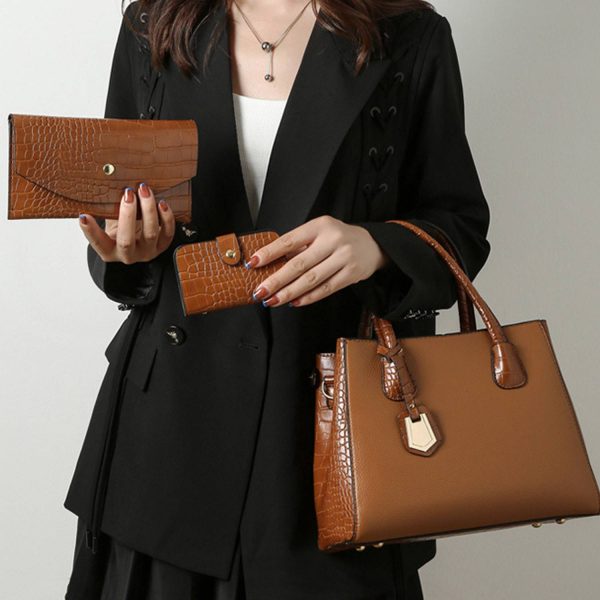 3 in 1 Pu Leather Popular Classic one-shoulder handbag set
