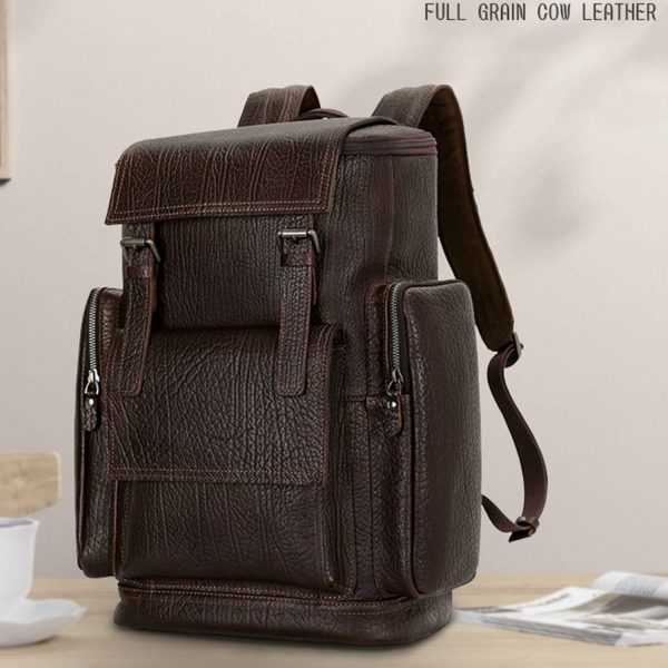 Leather Top Cowhide Men'S Backpack