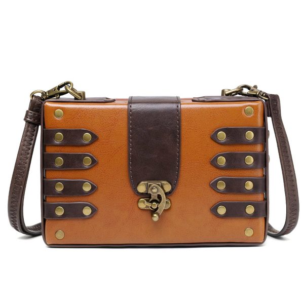 PU Punk industrial retro style small square bag
