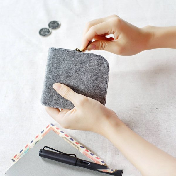 Zippered Felt Fabric Coin Purse