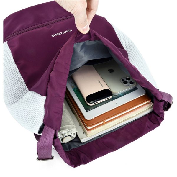 Nylon Drawstring Bag With Shoe Compartment