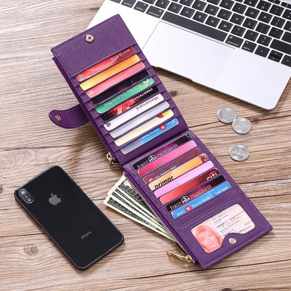 PU Leather Women's Purses RFID Bifold Wallet