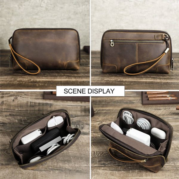 Genuine Leather RFID Small Indexer Snap Wallet Coffee