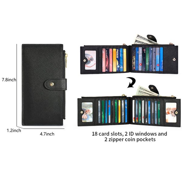 PU Leather Women's Purses RFID Bifold Wallet
