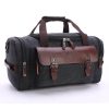 Expandable Canvas Genuine Leather Duffle Bag