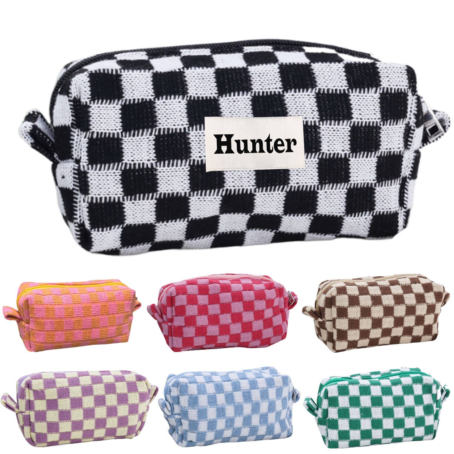 Checkered Makeup Bag