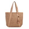 Jute Straw Beach Tote Bag Summer Woven with Tassels