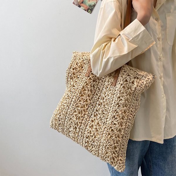 Handwoven Straw Beach Bag for Travel