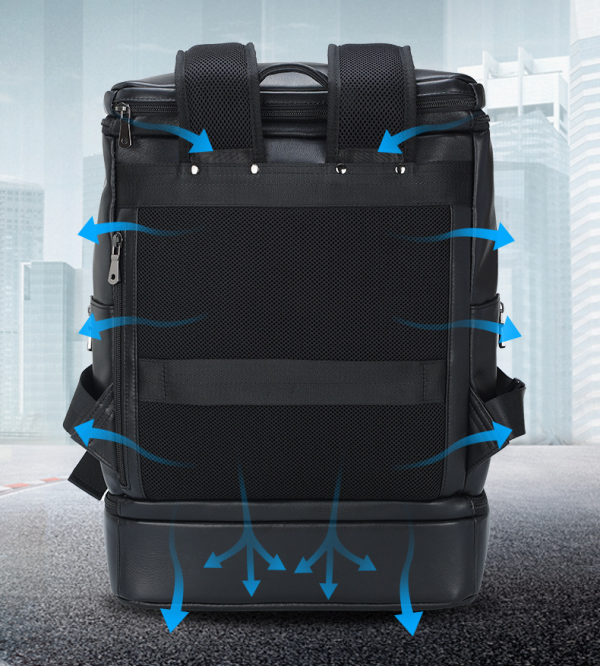 Leather Backpack Casual Travel Daypack with Shoe Compartment