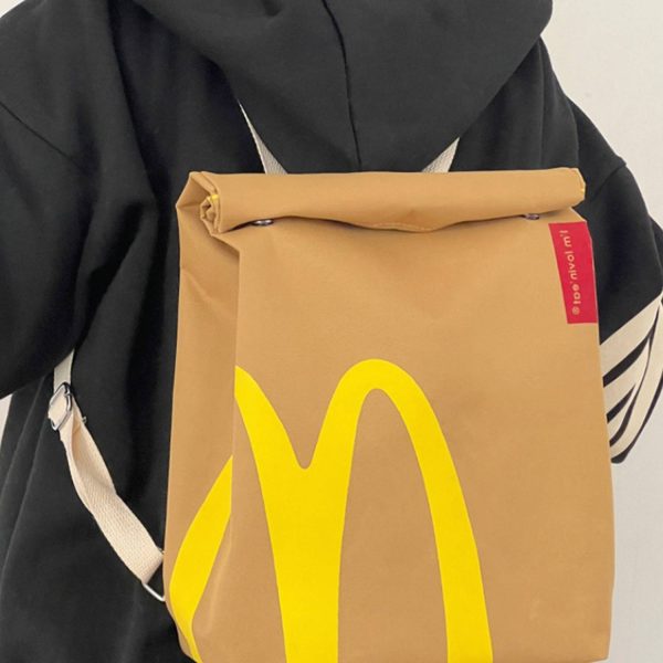 Cartoon French Fries Print for Women Stylish Schoolbag
