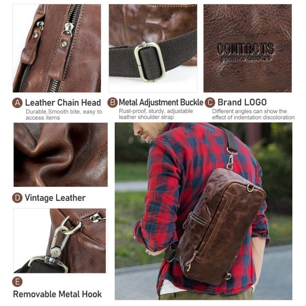 Genuine Leather High-capacity Waterproof Cross-body Bag Men
