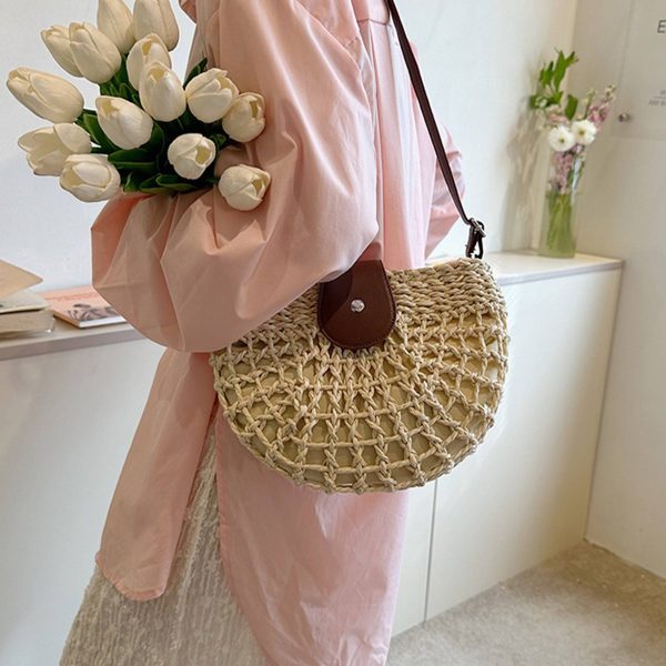 Jute Summer minimalist straw cross-body bag