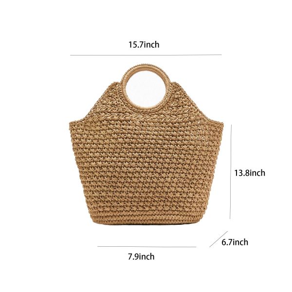Hand-woven Straw Large Bag Round Handle for women