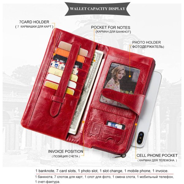 Genuine Leather Waterproof Large-capacity Buckled Wallet
