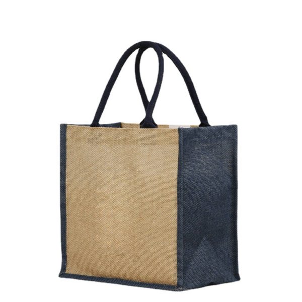 Jute burlap tote bag with buckle