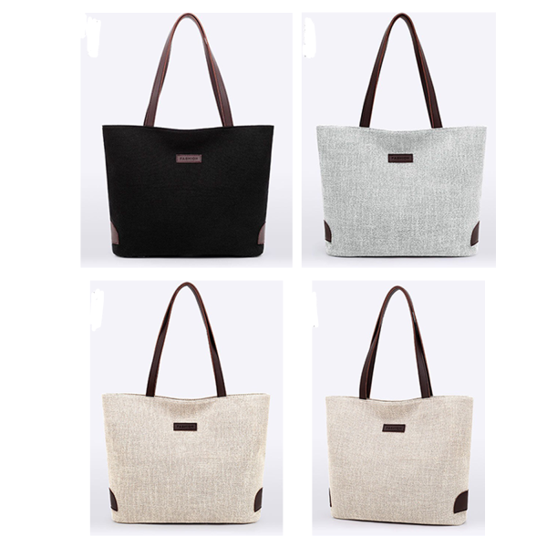 Canvas Tote Bag with Zipper and Handle