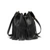 PU leather Drawstring Purse Tassel Crossbody Shoulder Bag
