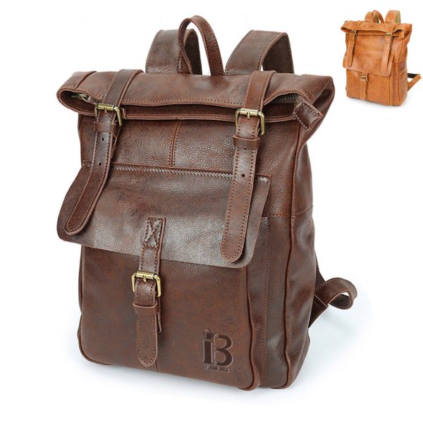 Large Waterproof Leather Backpack for Men and Women