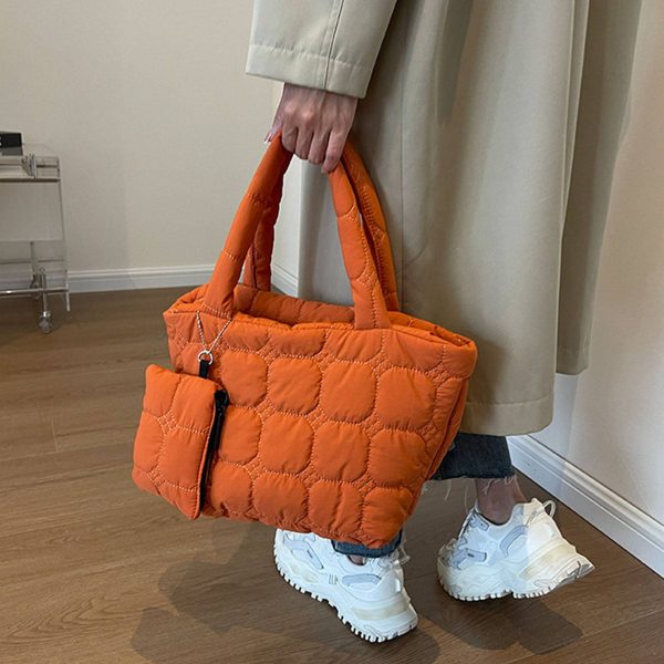Nylon fluffy tote bag