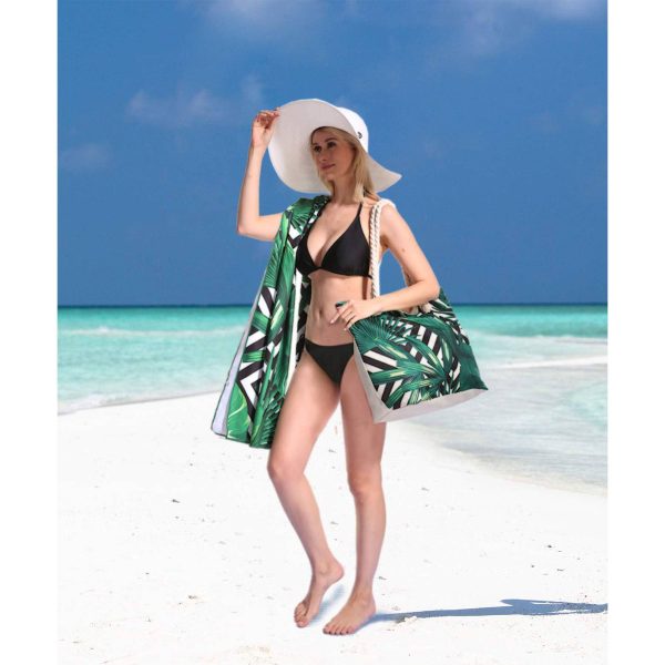 Tropical Palm Leaves Tote Bag for Beach