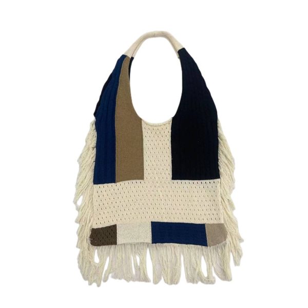 Polyester Multi-colored Knitted Tote Bag