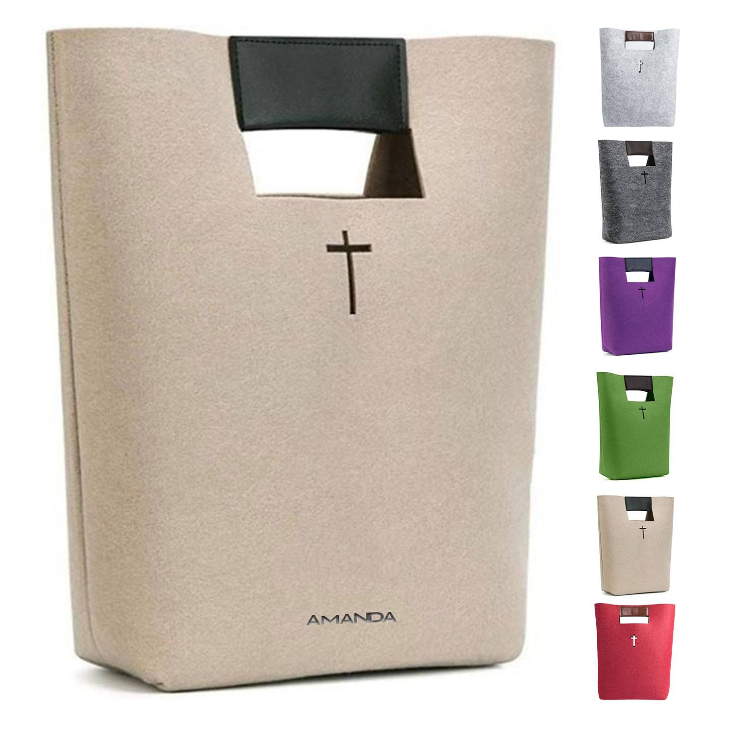 Carved Cross Felt Bible Church Outdoor User Thick Tote Bag