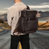 Leather Top Cowhide Men'S Backpack