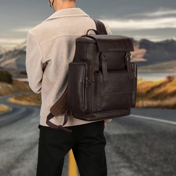 Leather Top Cowhide Men'S Backpack
